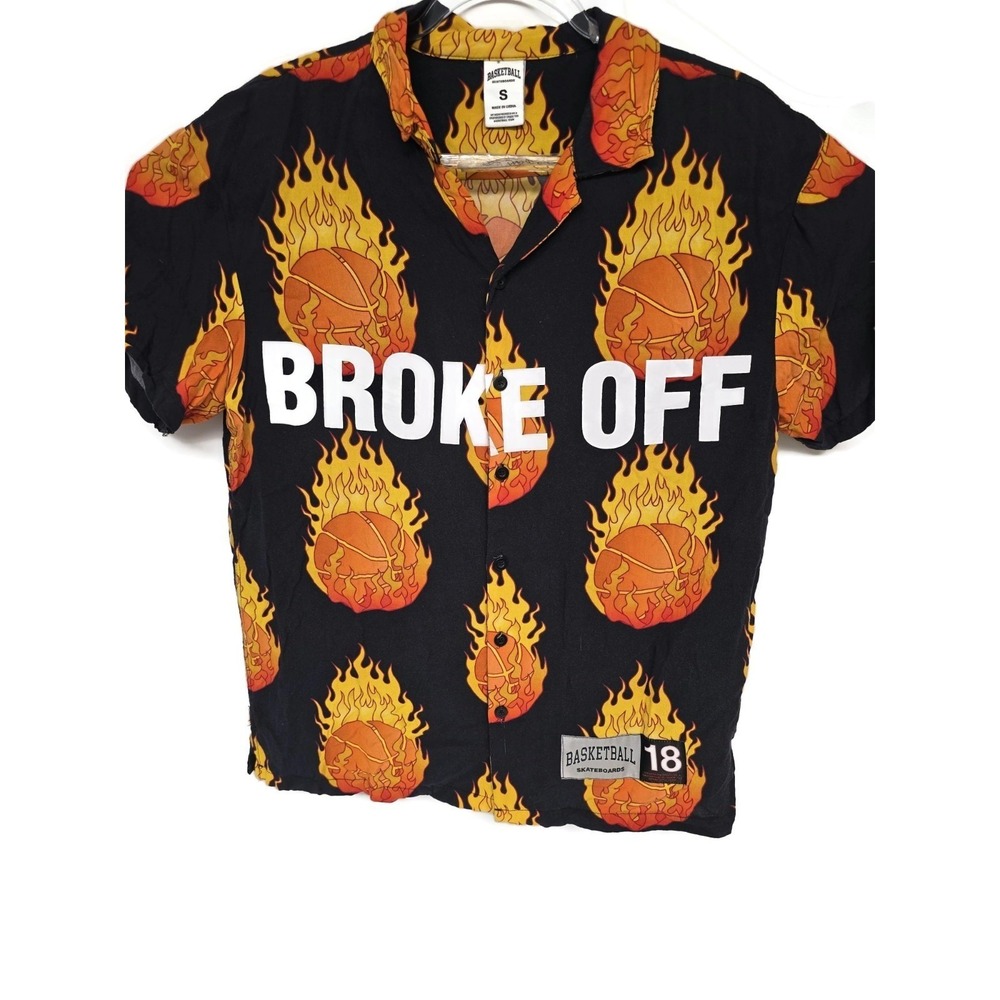 Heron Preston Basketball Skateboards Broke Off Button Up Shirt Mens Small Black